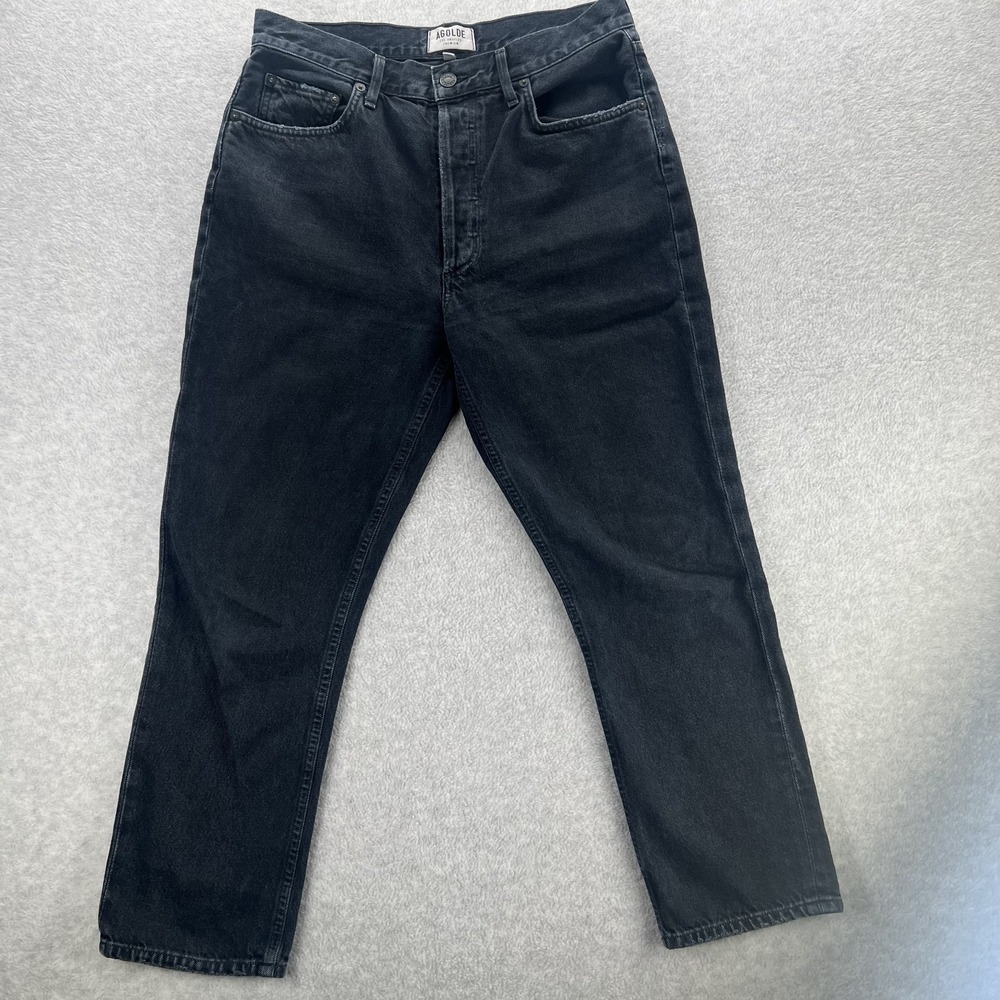 Agolde Amour Vert Jeans Womens 30 Black Denim Cotton High Rise Button Fly